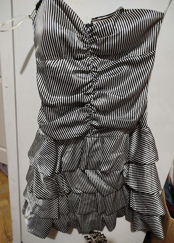 Zebra Desenli Pilili Midi elbise askılı - Görsel 2