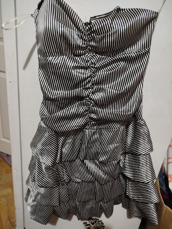 Zebra Desenli Pilili Midi elbise askılı - Görsel 2