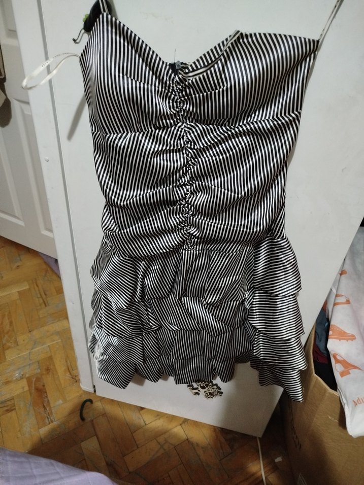 Zebra Desenli Pilili Midi elbise askılı - Görsel 3