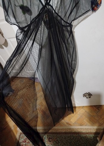 Uzun Siyah Gotik Kadın gecelik ful tül - Görsel 2