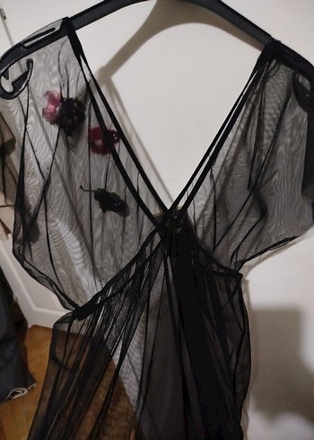 Uzun Siyah Gotik Kadın gecelik ful tül - Görsel 3