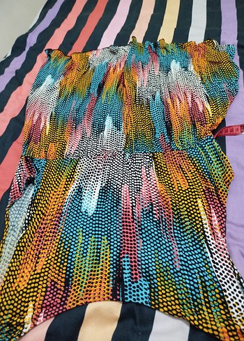 Renkli Batik Desenli Tunik belden lastikli ölçüleri vardır - Görsel 6