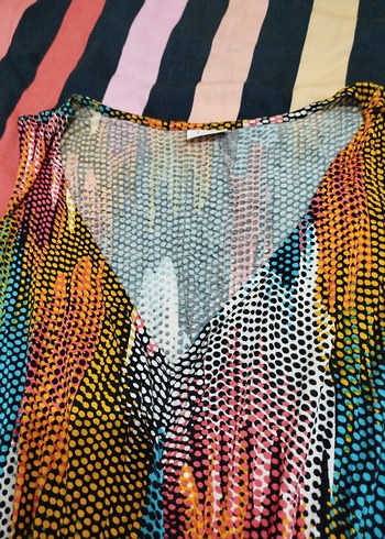 Renkli Batik Desenli Tunik belden lastikli ölçüleri vardır - Görsel 3