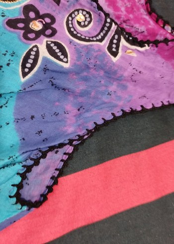 Boncuk Detaylı Renkli Bağlama Desenli Tunik şile bezi - Görsel 4