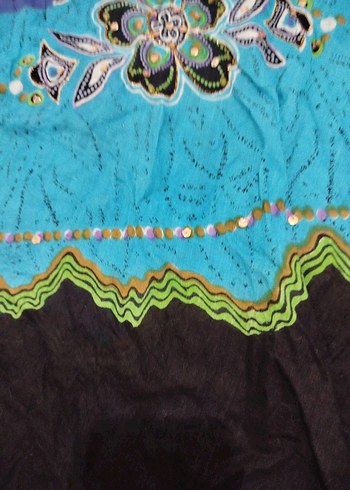 Boncuk Detaylı Renkli Bağlama Desenli Tunik şile bezi - Görsel 3