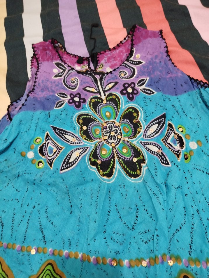 Boncuk Detaylı Renkli Bağlama Desenli Tunik şile bezi - Görsel 2