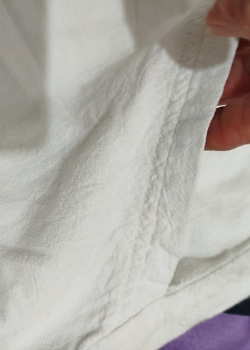 Beyaz Keten Mini Rahat Kesim Şort ölçüleri vardır - Görsel 3