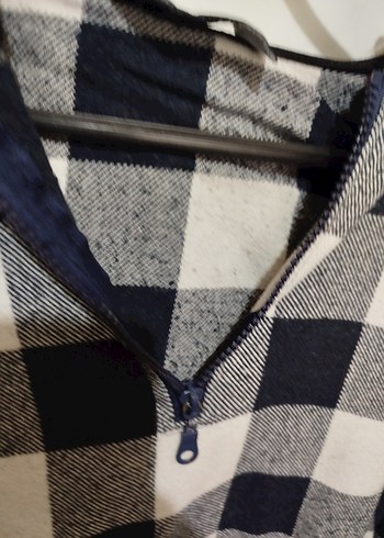 Diğer Gri Kapüşonlu Ekose Desenli Kadın Sweatshirt