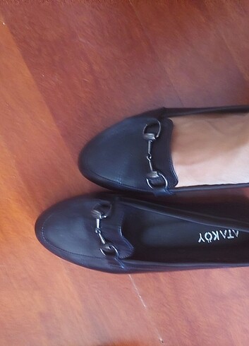 35 Beden siyah Renk Deri loafer babet