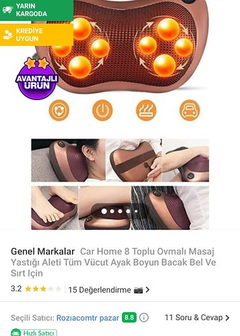 Caroll Kahverengi Masaj Yastığı