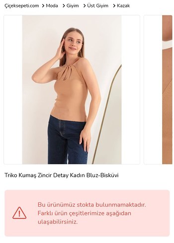 Diğer Zincir Detaylı Bej Kadın Bluz