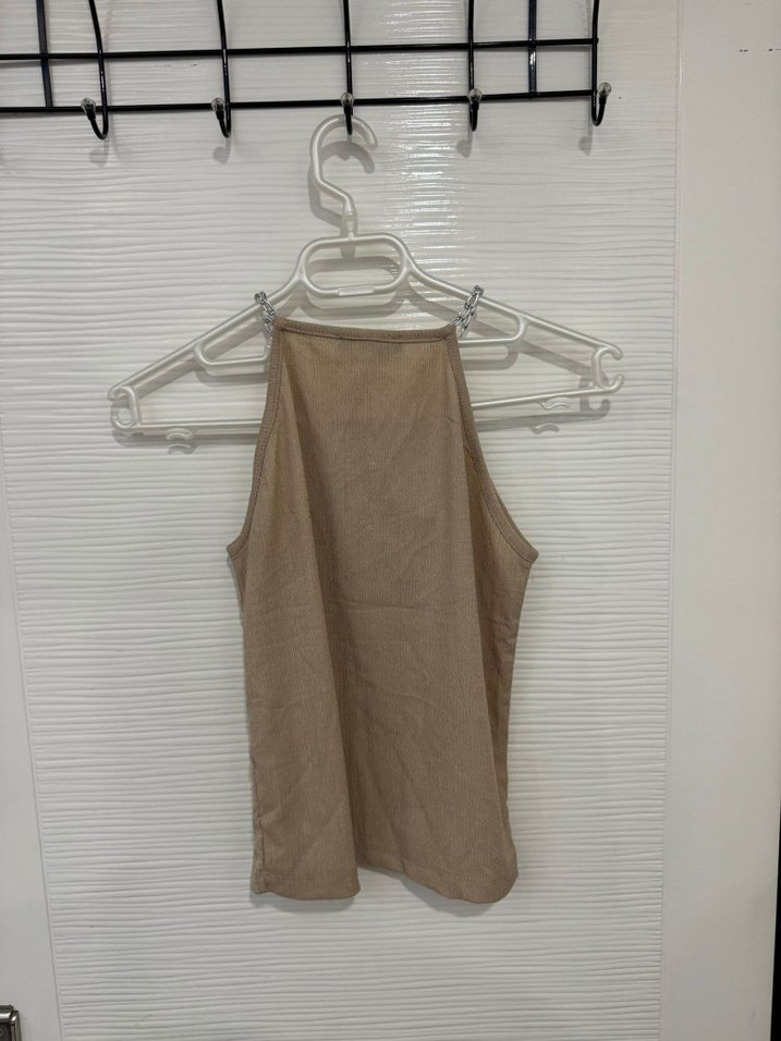 Zincir Detaylı Bej Kadın Bluz - Görsel 5