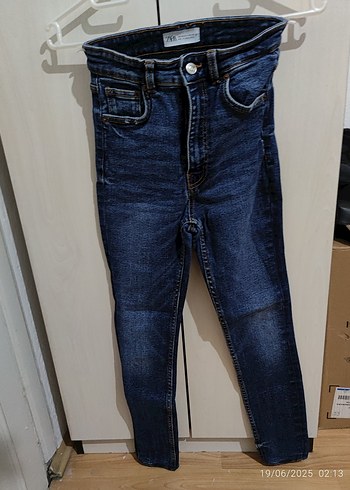 Kadın Lacivert Dar Kesim Midi Denim Pantolon