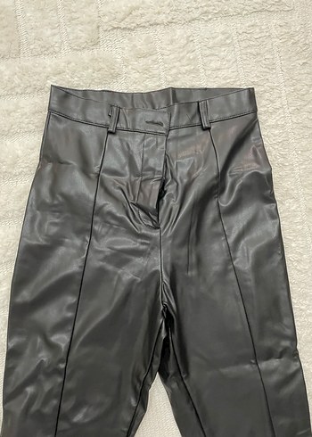 Siyah Kadın Deri Dar Kesim Pantolon - Görsel 2