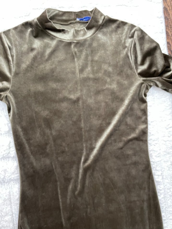 Kısa Kollu Yüksek Yakalı Süet Uzun Elbise - Görsel 3