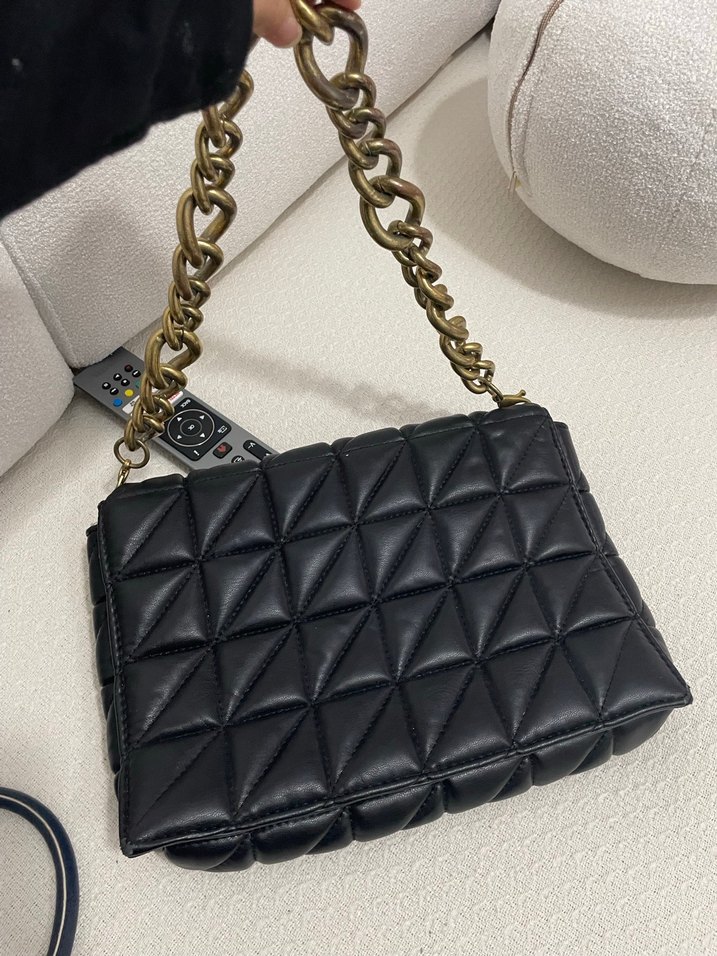 Zincir Detaylı Siyah Deri Kadın Çanta - Görsel 2