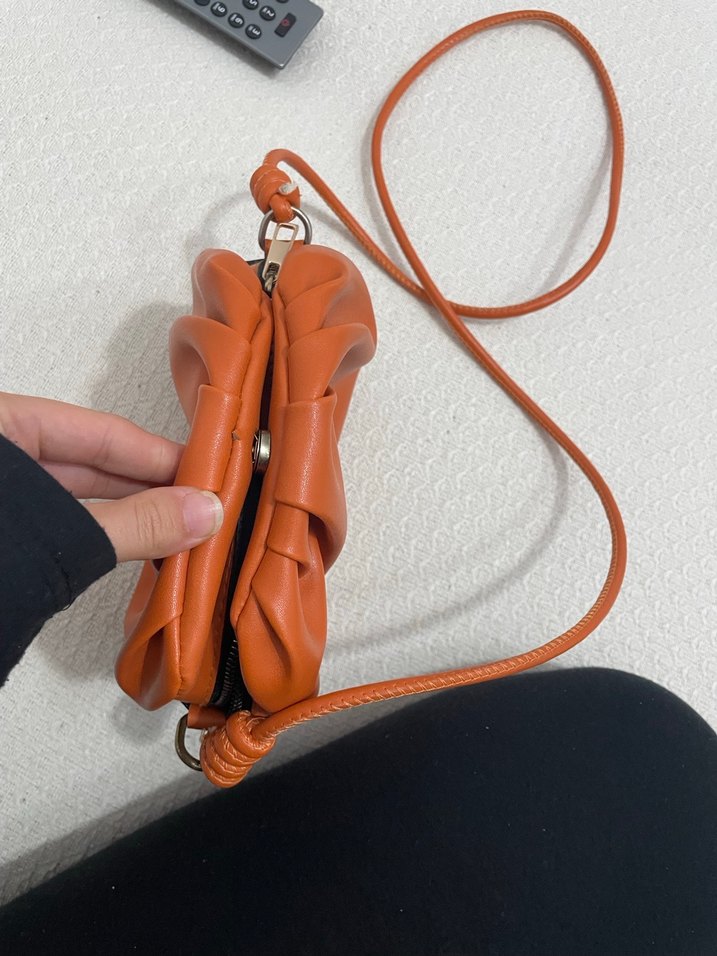 Deri Turuncu Minimalist Kadın Çanta - Görsel 4