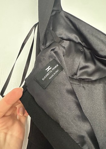 xs Beden siyah Renk Elisabetta Franchi Siyah V Yakalı Uzun Gövdeli Strappy Elbise