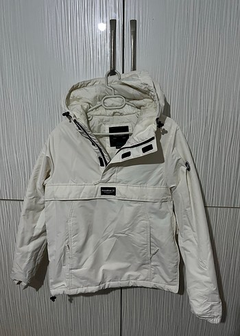 xs Beden Beyaz Düğmeli Midi Street Wear Kanguru Kadın Ceket