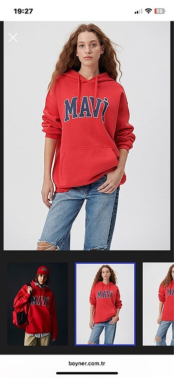 Mavi Kırmızı Oversize Sweatshirt