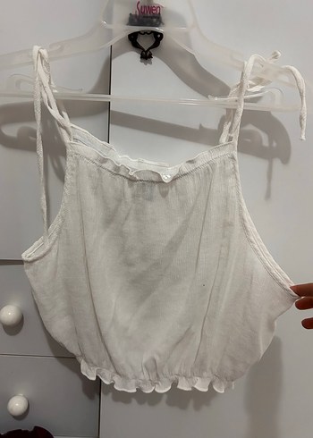 H&m bağcıklı fırfırlı üst