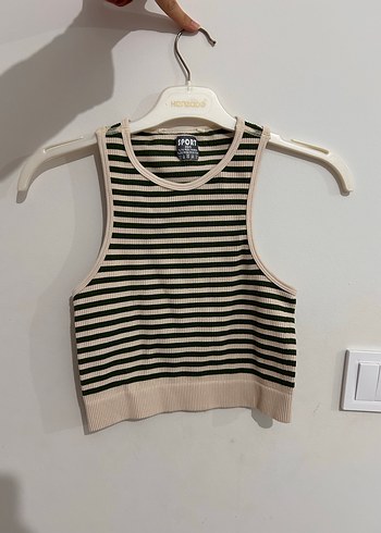 Çizgili halter yaka üst