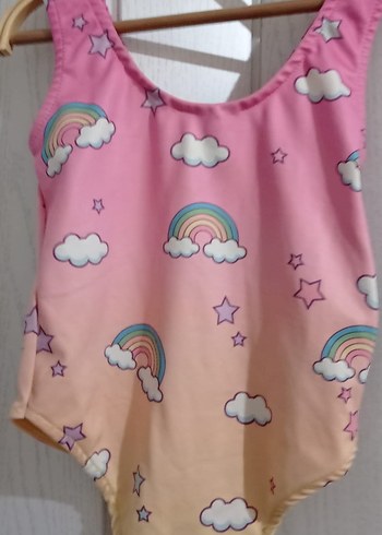 7 Yaş Beden Kız Çocuk Unicorn Desenli Askılı Mayo