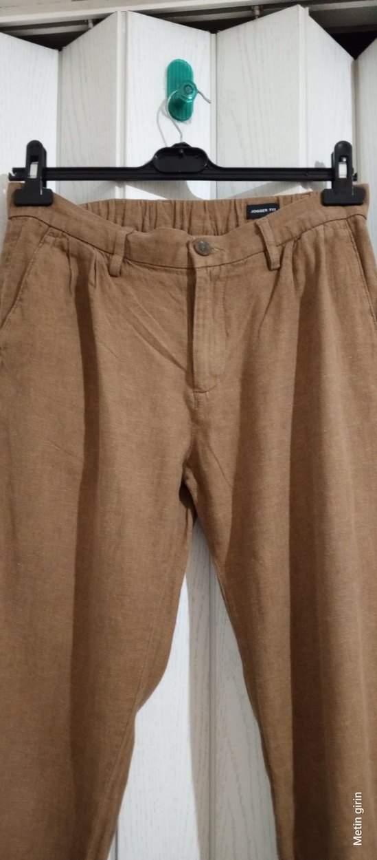 M beden Keten Rahat Kesim Pantolon - Görsel 3