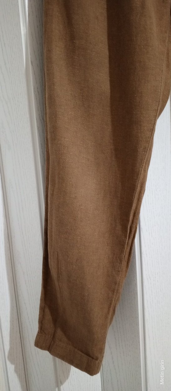 M beden Keten Rahat Kesim Pantolon - Görsel 2