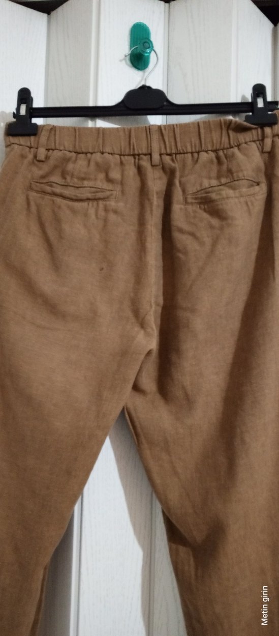 M beden Keten Rahat Kesim Pantolon - Görsel 5