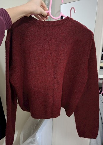 Bordo M Beden Kadın Hırka, Normal Boy, Salaş - Görsel 3