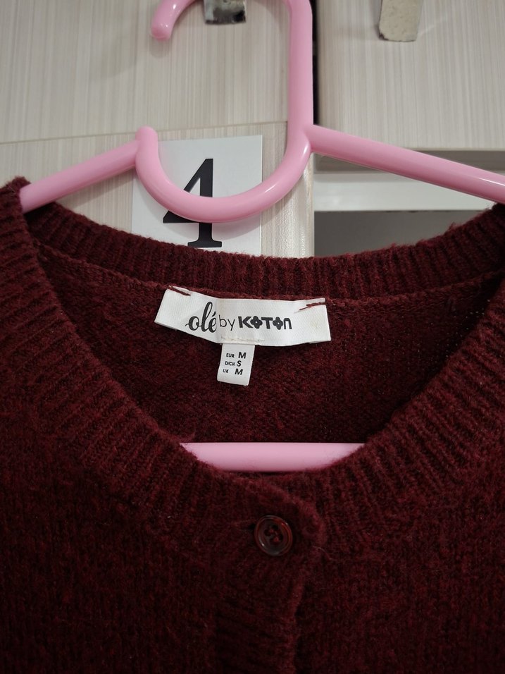 Bordo M Beden Kadın Hırka, Normal Boy, Salaş - Görsel 2