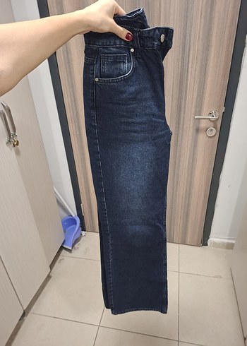 Kadın Lacivert Regular Fit Midi Kot Pantolon - Görsel 3