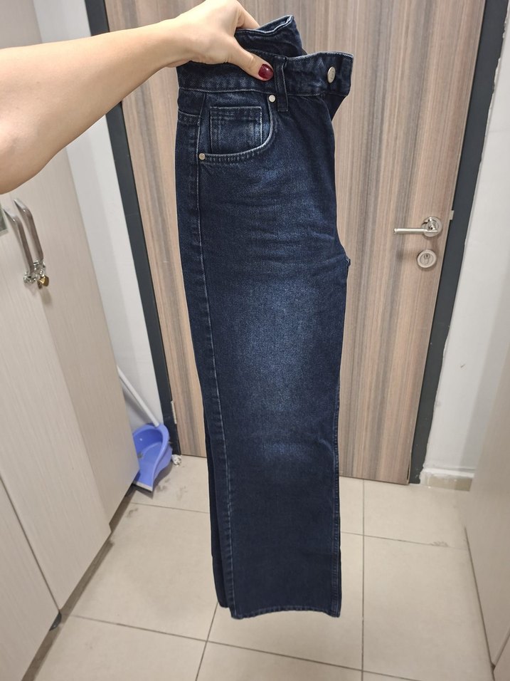 Kadın Lacivert Regular Fit Midi Kot Pantolon - Görsel 3