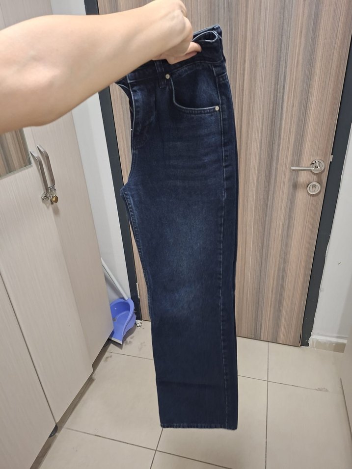 Kadın Lacivert Regular Fit Midi Kot Pantolon - Görsel 4