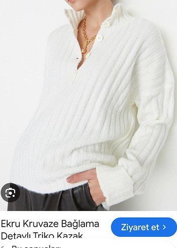 Krem Yüksek Yakalı  Kadın Kazak - Görsel 3