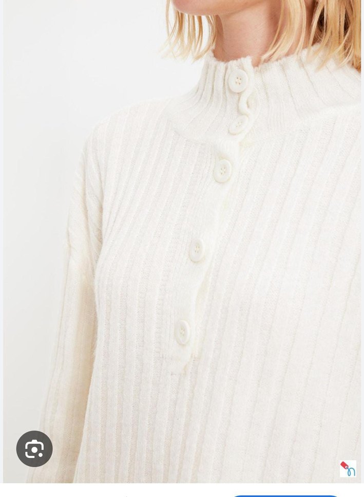 Krem Yüksek Yakalı  Kadın Kazak - Görsel 4