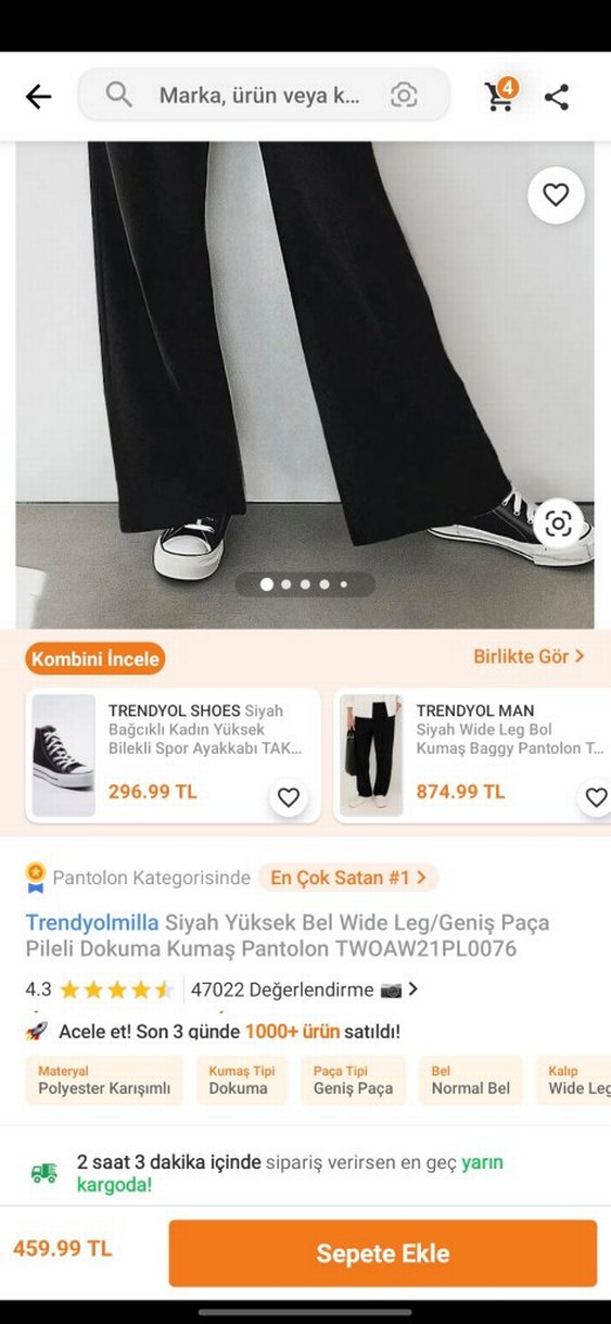 Siyah Kadın Midi Kumaş Pantolon - Görsel 2