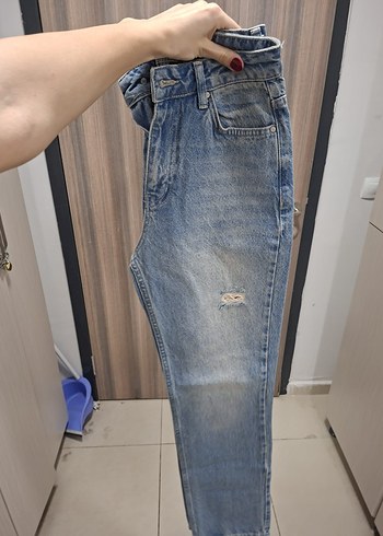 Kadın Mavi Midi Boy Regular Fit Kot Pantolon - Görsel 4