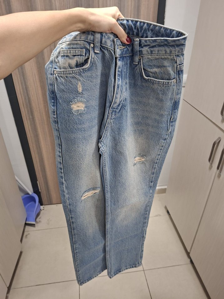 Kadın Mavi Midi Boy Regular Fit Kot Pantolon - Görsel 2