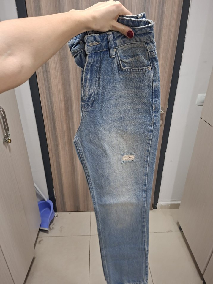 Kadın Mavi Midi Boy Regular Fit Kot Pantolon - Görsel 4