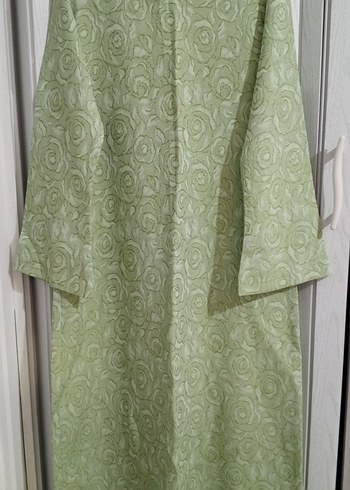 Uzun Kollu Vintage Yeşil Kadın Elbisesi - Görsel 5