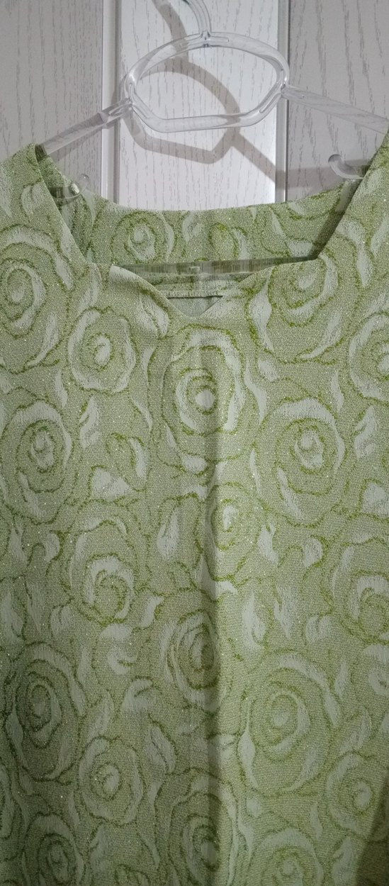 Uzun Kollu Vintage Yeşil Kadın Elbisesi - Görsel 3