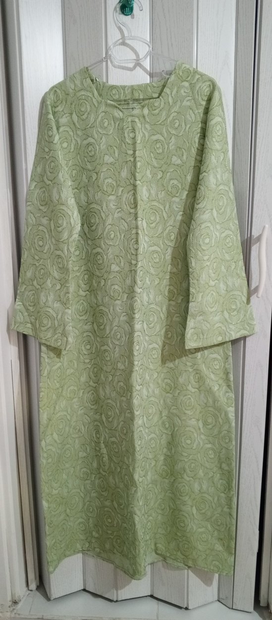 Uzun Kollu Vintage Yeşil Kadın Elbisesi - Görsel 5