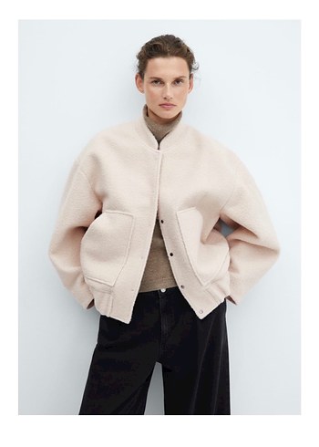 Bej Kadın Kürklü Bomber Ceket - Görsel 4