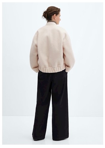 Bej Kadın Kürklü Bomber Ceket - Görsel 2