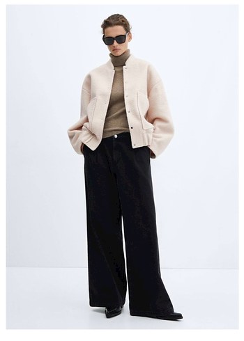 Bej Kadın Kürklü Bomber Ceket - Görsel 3