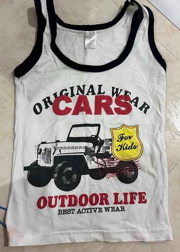 Renkli Baskılı Beyaz Çocuk Atlet - Görsel 2