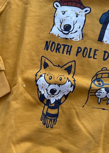7 Yaş Beden Erkek Çocuk Sarı Baskılı Sweatshirt