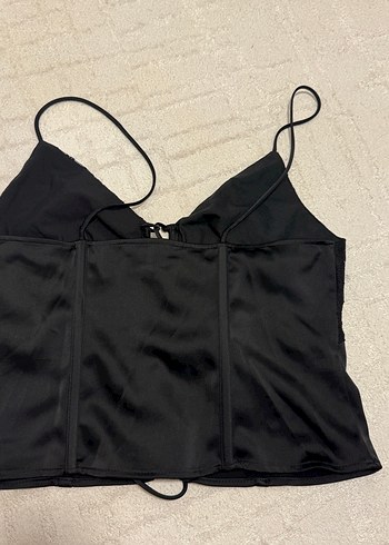 m Beden siyah Renk Siyah Dantel Detaylı Gotik Askılı Büstiyer